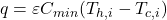  q = \varepsilon C_{min} (T_{h,i} - T_{c,i}) 