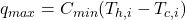  q_{max} = C_{min} (T_{h,i} - T_{c,i}) 