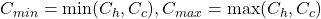 C_{min} = \min(C_h, C_c), C_{max} = \max(C_h, C_c) 