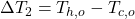  \Delta T_2 = T_{h,o} - T_{c,o} 