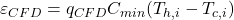  \varepsilon_{CFD} = q_{CFD} C_{min} (T_{h,i} - T_{c,i}) 