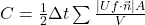 C = \frac{1}{2}\Delta t\sum \frac{|Uf \cdot \vec{n}|A}{V}