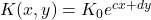 K(x,y) = K_0e^{cx+dy}
