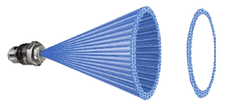 Conical Spray nozzle after injection