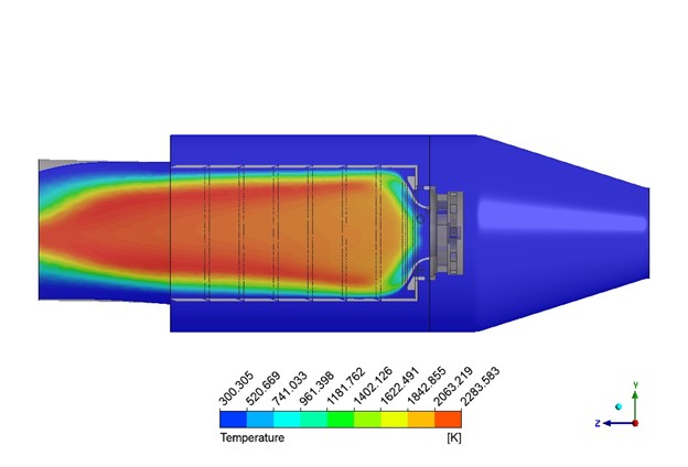 Furthermore, the temperature contour in Figure 4 shows exactly where the combustion is happening. We can see a V-shaped flame front with a peak temperature of approximately 2100 K. This high-temperature region is located right at the edge of the Central Recirculation Zone. This confirms that the CRZ is directly responsible for stabilizing the flame. The intense mixing caused by the swirling flow ensures that the fuel burns completely, which is why the temperature is so high. This direct connection between the swirling fluid dynamics and the resulting temperature field is a major achievement of this Non-premixed Combustion in Swirl Burner CFD simulation, demonstrating how we can accurately predict and analyze the performance of complex combustion systems.