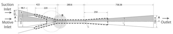 Dimensioned drawing of ejector