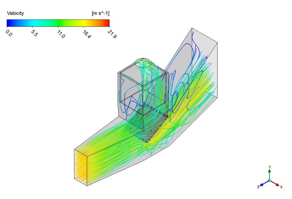 Flat Diverter Damper CFD Simulation, ANSYS Fluent Training