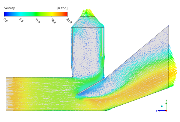 Flat Diverter Damper CFD Simulation, ANSYS Fluent Training