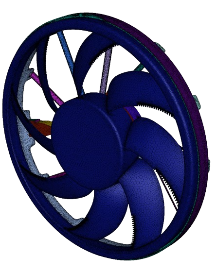 Schematic of 3D axial fan with perforated blades CFD Simulation
