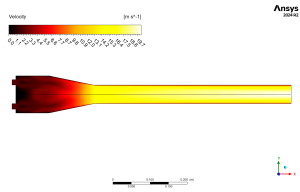 Velocity contour inside pulse combustion CFD simulation