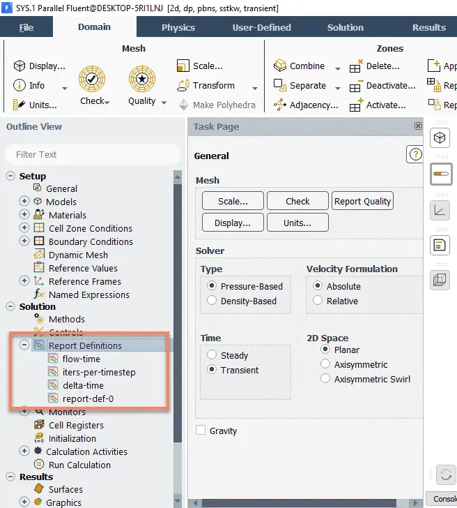 Figure 10- Enabling the Report Definitions in time-dependent simulations