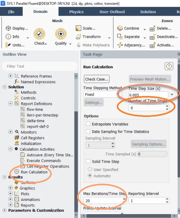 Figure 11- Set up the Run Calculation setting