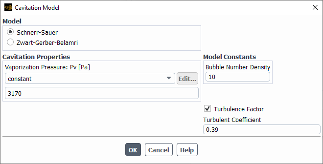 Figure 9- Singhal et al. model setting panel.