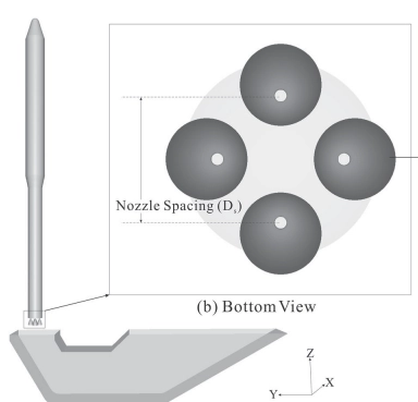 Design of the flame deflector for the four-engine rocket 