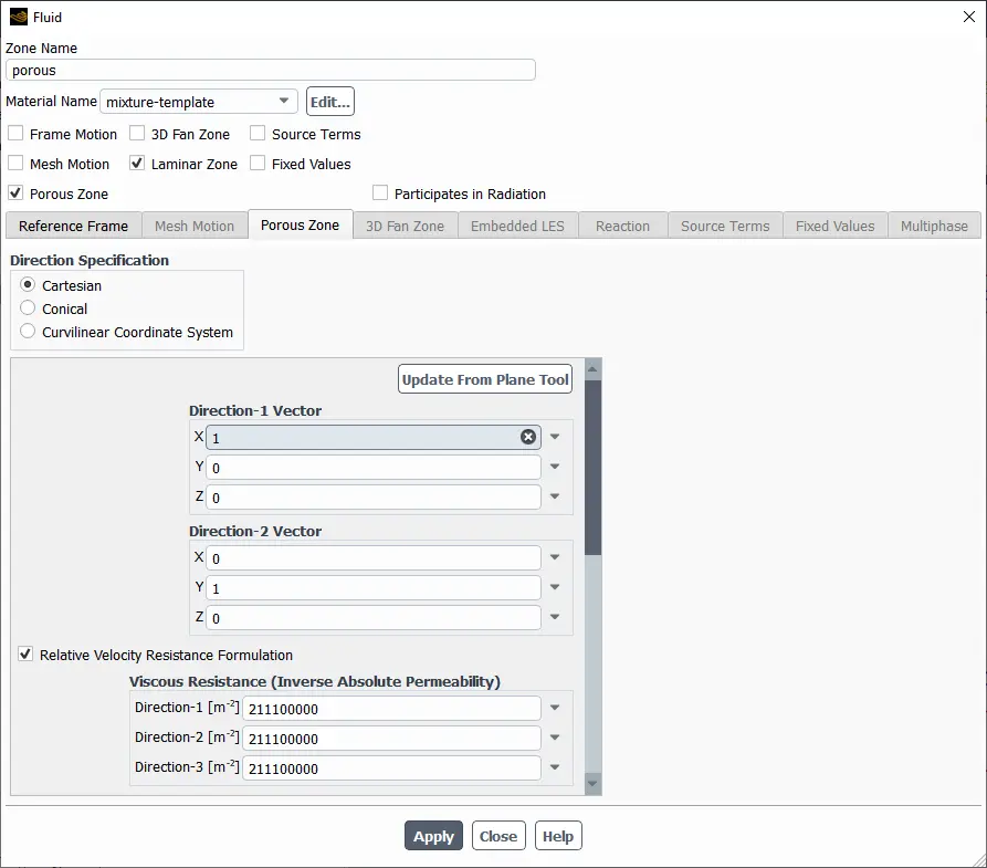 Porous Media in ANSYS Fluent 