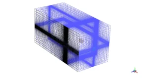 Hybrid computational grid (Tetra + Hexagonal) containing 1,406,288 cells, refined near the hull to capture the fluid-structure interaction