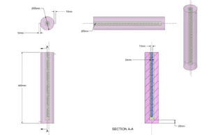 The 3D model used for the Rotating Flow Reactor CFD simulation.