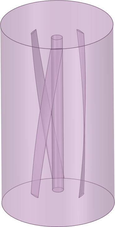: The 3D model of the three-bladed VAWT Helical turbine used for the CFD analysis