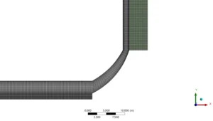 A zoomed-in view of the high-quality structured mesh used for the Power plant chimney CFD simulation