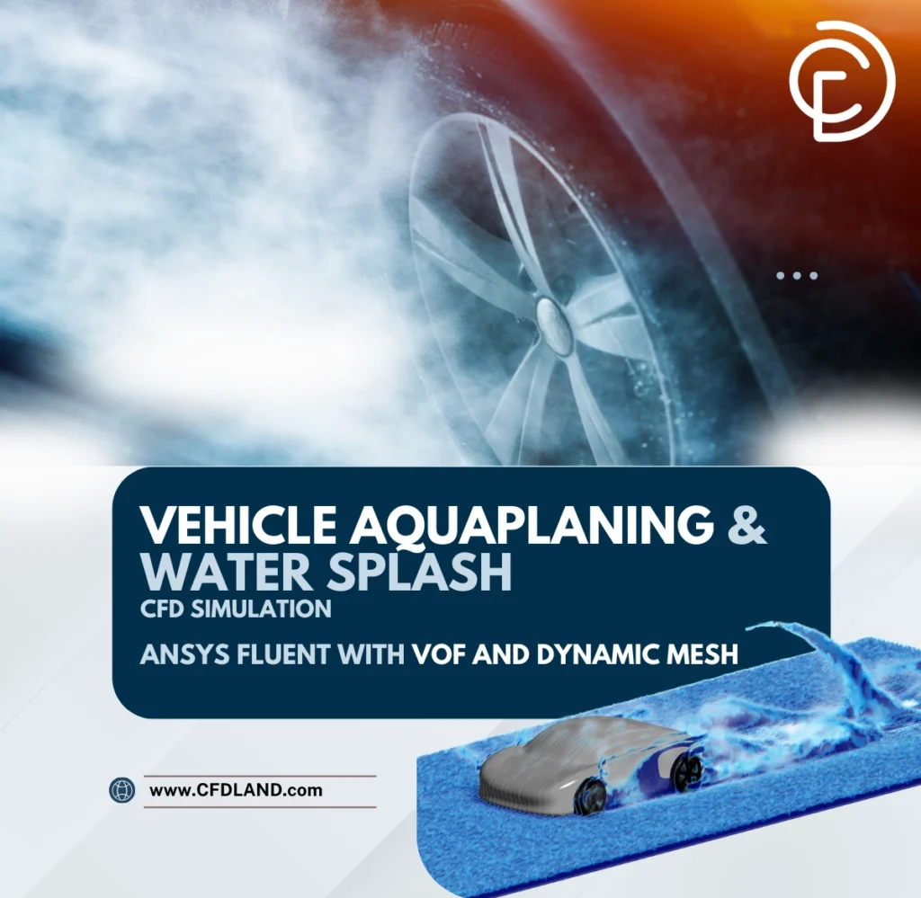 Vehicle Aquaplaning and Water Splash CFD Simulation: ANSYS Fluent with VOF and Dynamic Mesh