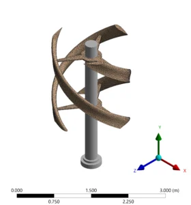 : The computational mesh generated for the Wind Turbine CFD simulation, showing the grid used for accurate flow and acoustic analysis
