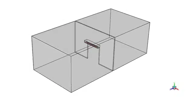 : Designed Geometry, displaying the 3D model of the doorway and the overhead air curtain device