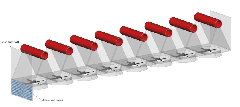 Diffuser Orifice Plate Location, showing the structural setup of the condenser based on the reference paper geometry
