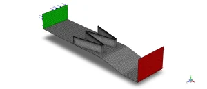 Schematic of domain and poly mesh, displaying the 3D computer space and the high-quality unstructured polyhedral grid (221,411 cells) used for the calculation