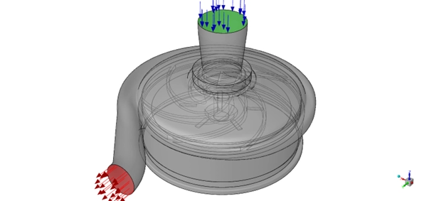 Computational representation of the turbomachinery geometry prepared for ANSYS Fluent, featuring 2.54 million polyhedral mesh cells