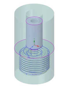Structural schematic of the laser head geometry, showing the central heater, the Alumina ceramic insulation, and the surrounding helical cooling coil