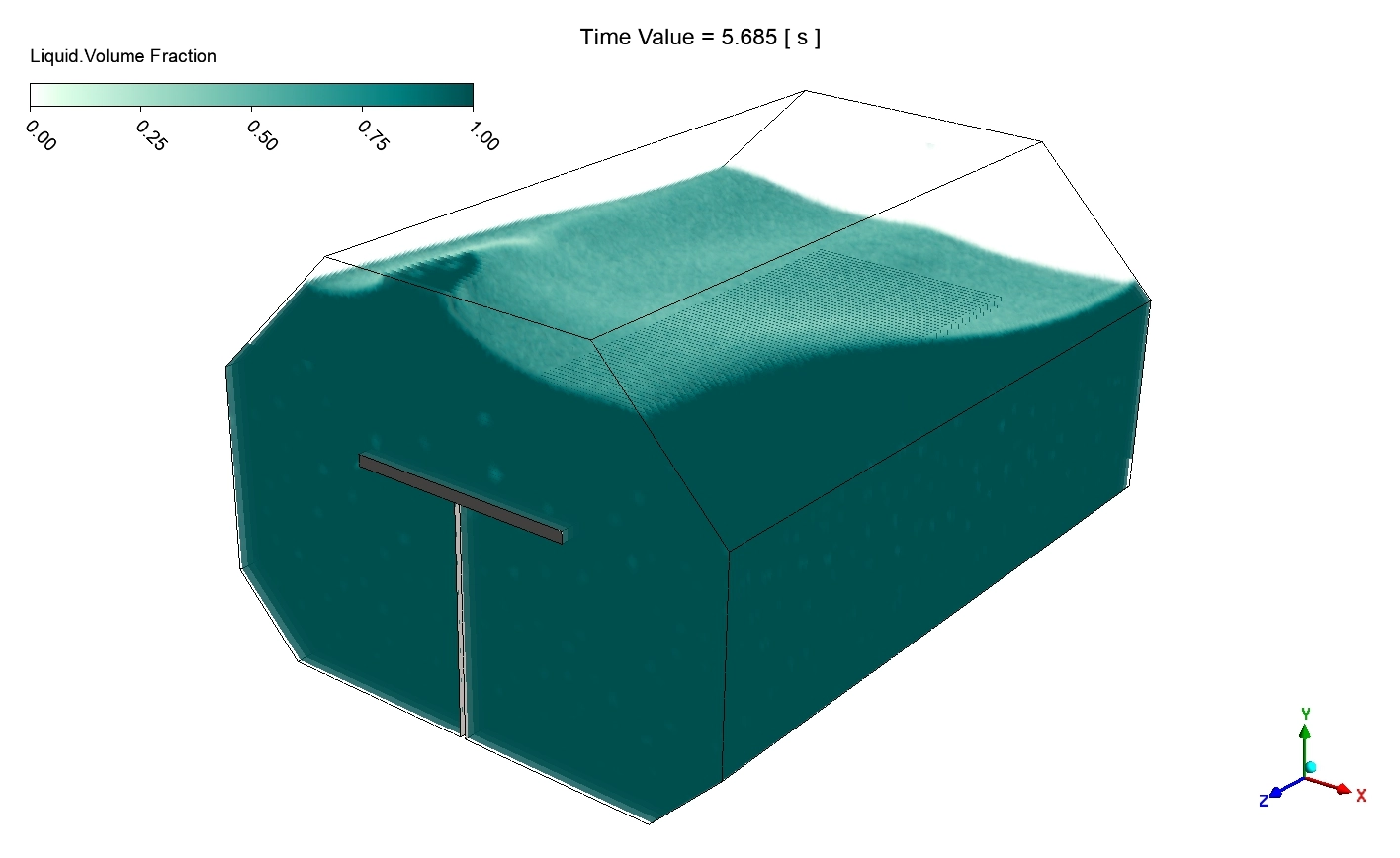 Sloshing Suppression by T-shaped Baffle | ANSYS Fluent CFD