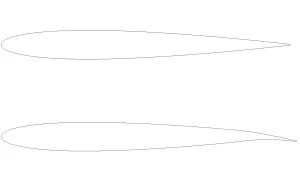 The shape comparison and data chart proving the red optimized pressure gap is much larger due to the bent trailing edge.