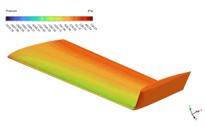 ANSYS Fluent static pressure contour showing -3310 Pa suction on wing