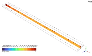 Cross-sectional temperature contour showing uniform 3 C thermal gradient
