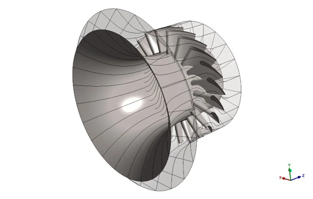 Complete CAD geometry model of axial turbine nozzle