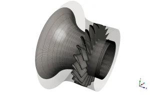 Fully structured mesh and computational grid of axial turbine fluid domain